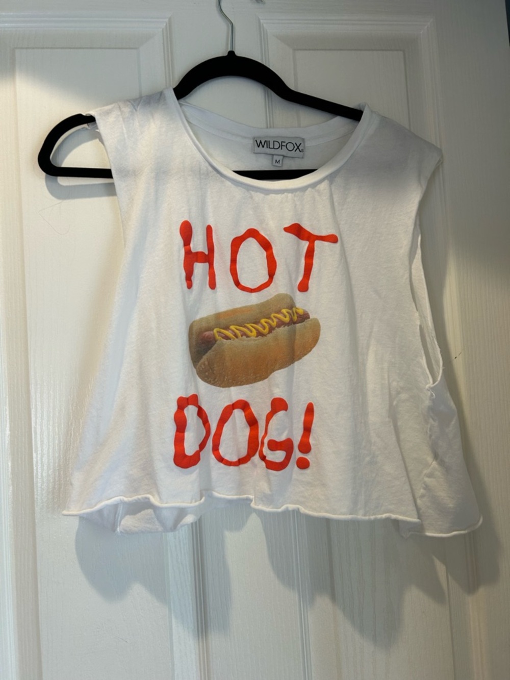Wildfox White Crop Top with Hot Dog